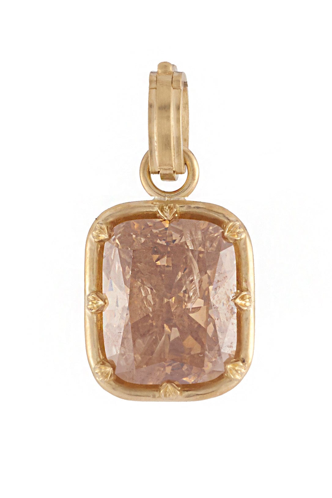 SYLVA & CIE-Cushion Cut Fancy Brown Diamond Pendant-YELLOW GOLD