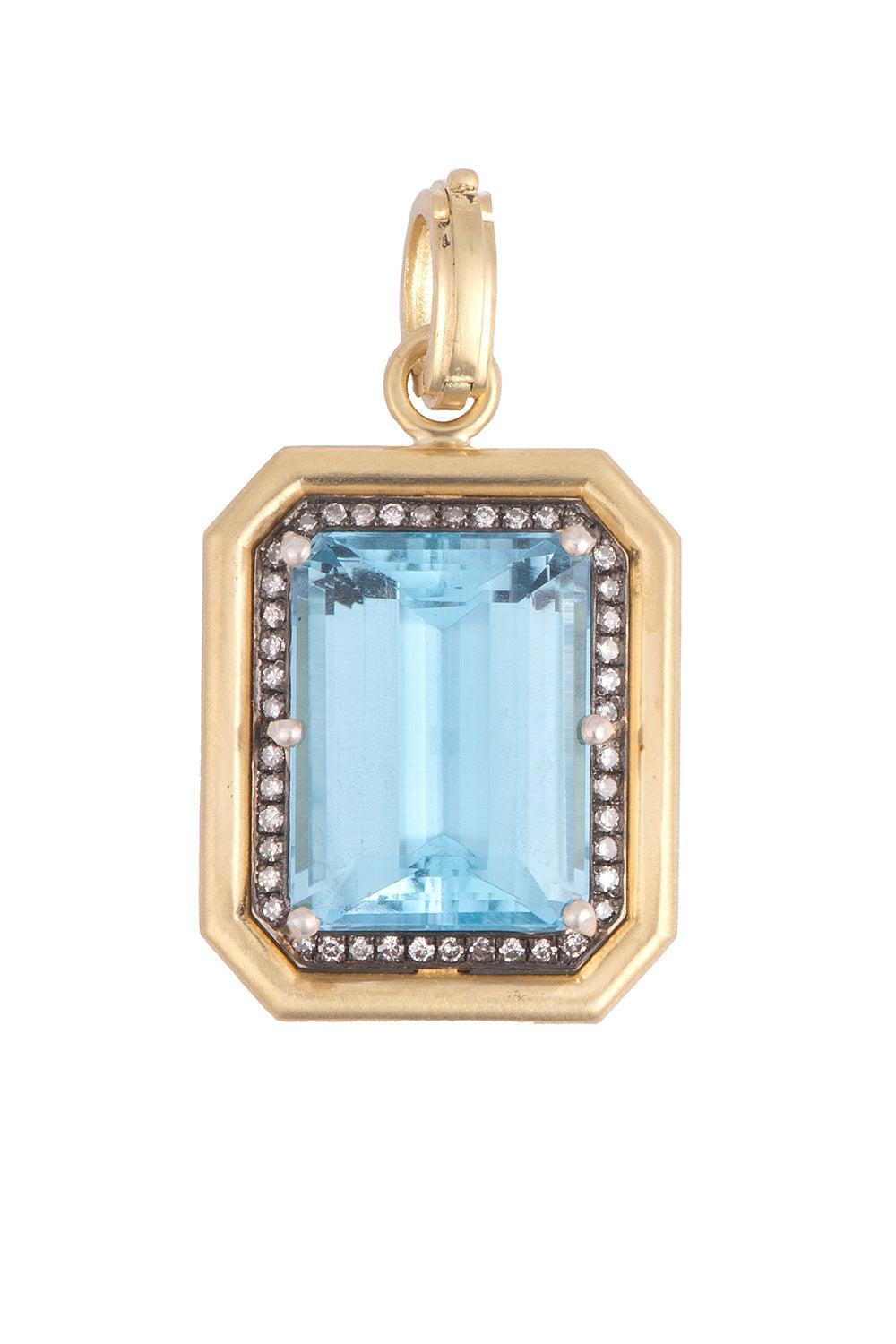 Diamond Aquamarine Pendant-YELLOW GOLD-JEWELRYFINE JEWELPENDANT-SYLVA & CIE
