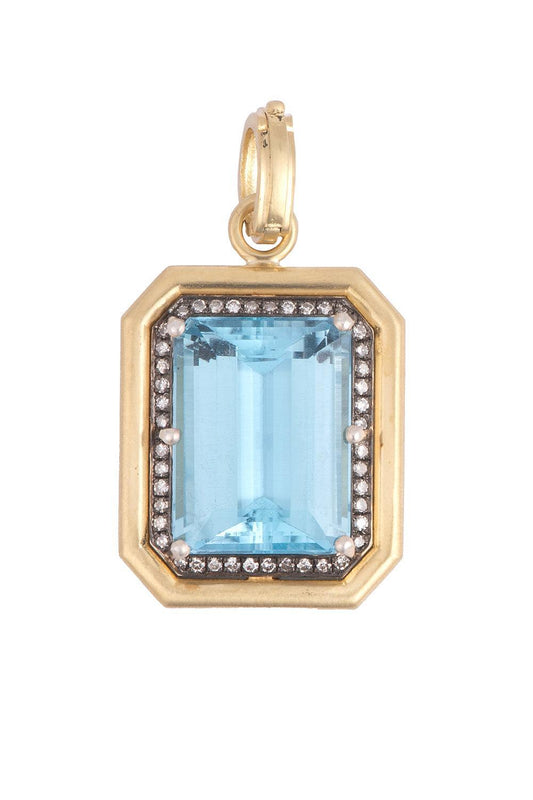 Diamond Aquamarine Pendant-YELLOW GOLD-JEWELRYFINE JEWELPENDANT-SYLVA & CIE