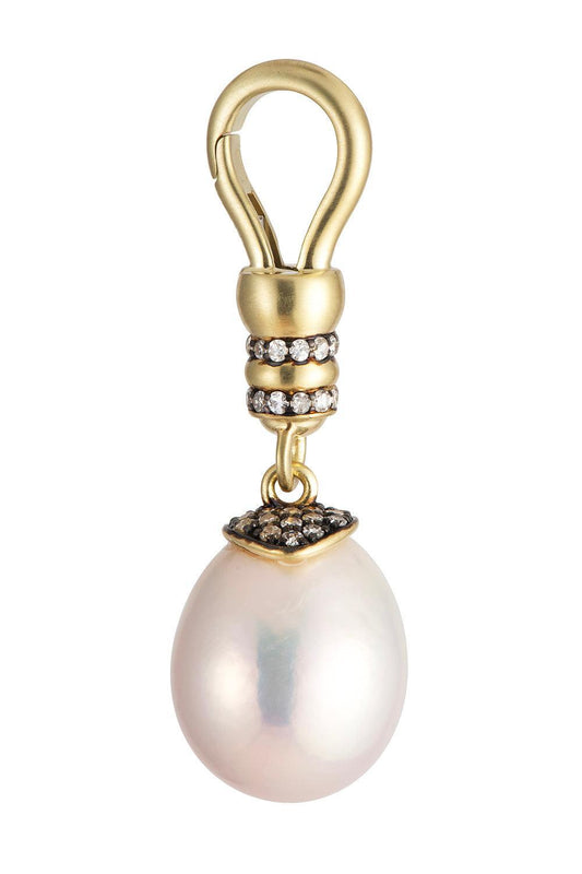 Diamond Cultured Pearl Neo Clasp Pendant-YELLOW GOLD-JEWELRYFINE JEWELPENDANT-SYLVA & CIE