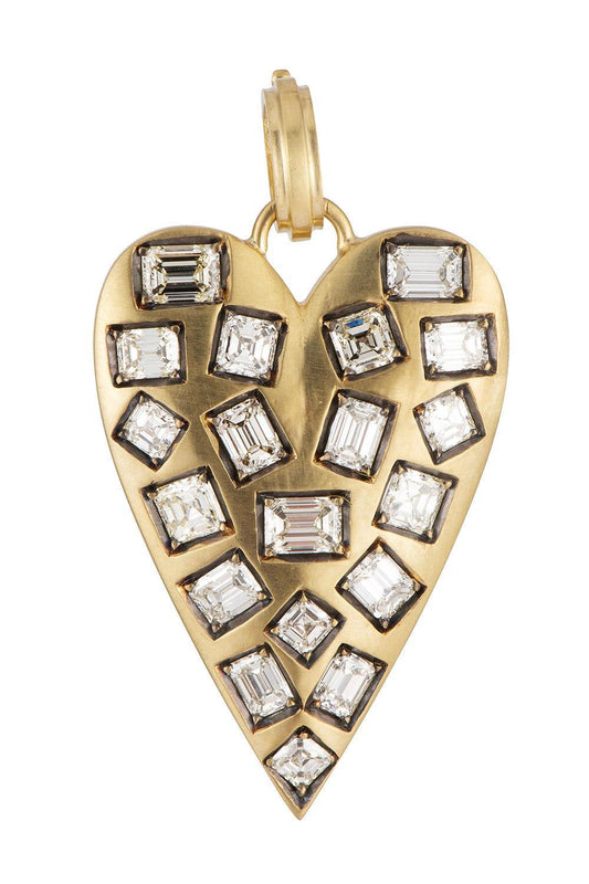 Diamond Heart Ten Table Pendant-YELLOW GOLD-JEWELRYFINE JEWELPENDANT-SYLVA & CIE