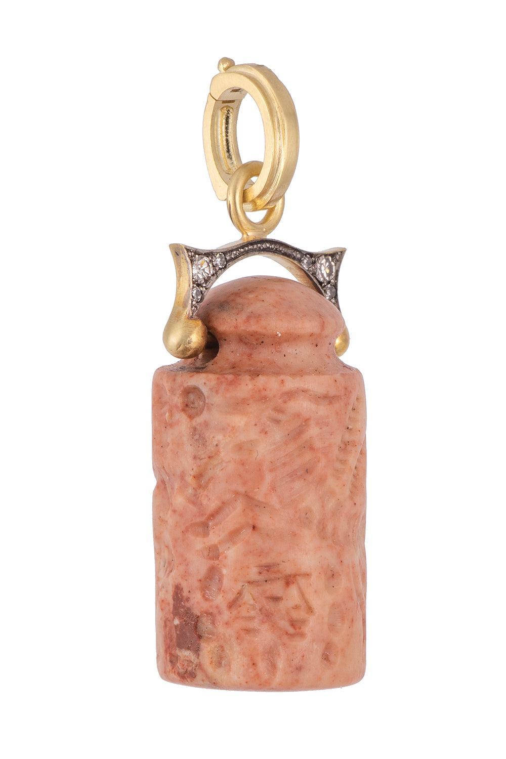 Diamond Mesopotamian Seal Pendant-YELLOW GOLD-JEWELRYFINE JEWELPENDANT-SYLVA & CIE