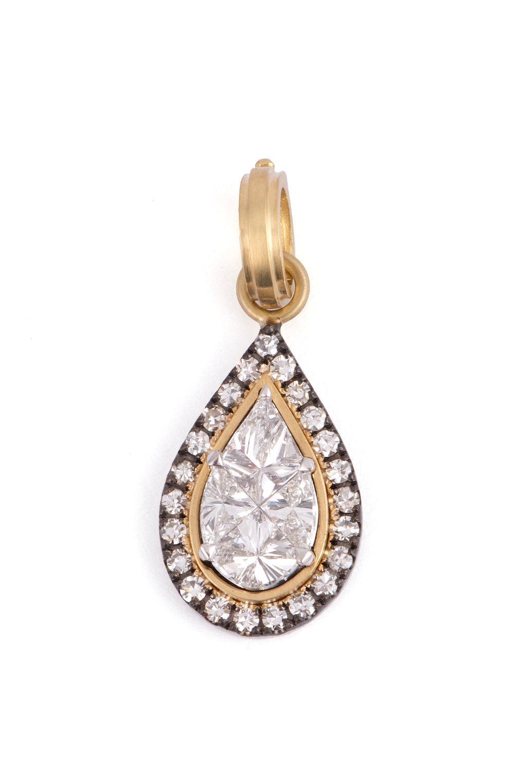 Diamond Mosaic Pear Charm Pendant-YELLOW GOLD-JEWELRYFINE JEWELPENDANT-SYLVA & CIE