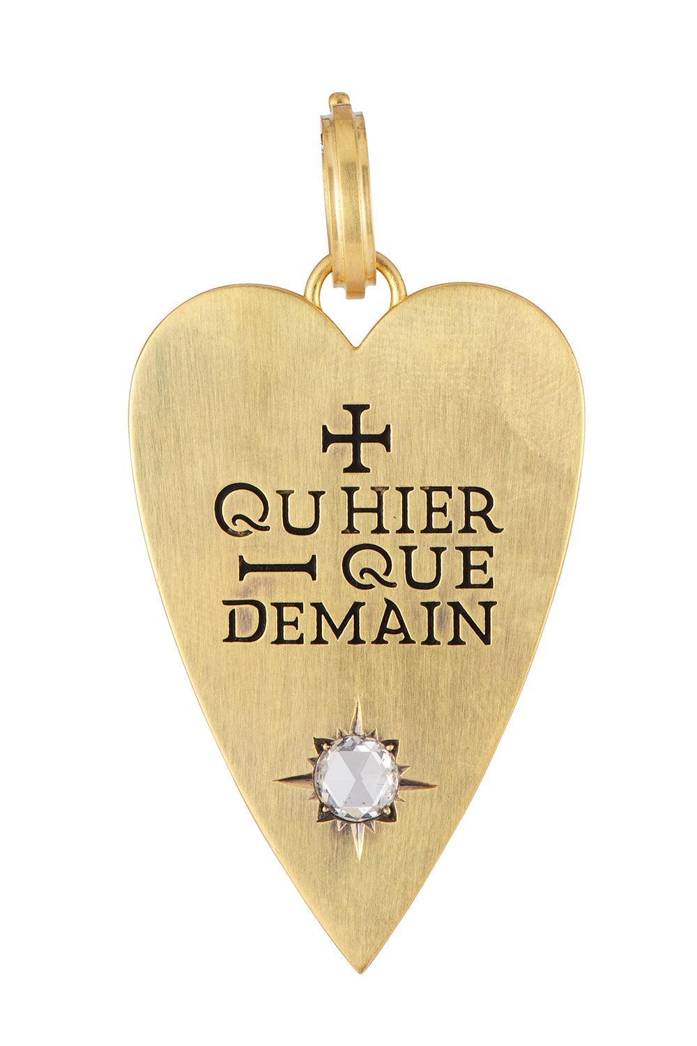 Diamond Rose Cut Heart Pendant Necklace-YELLOW GOLD-JEWELRYFINE JEWELPENDANT-SYLVA & CIE