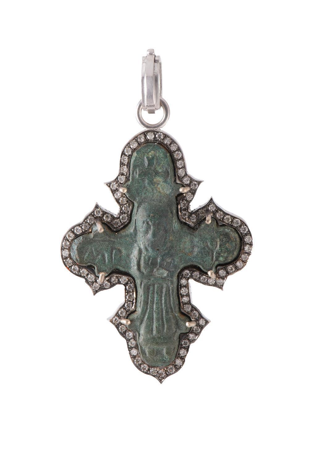 Diamond Russian Cross Pendant-YELLOW GOLD-JEWELRYFINE JEWELPENDANT-SYLVA & CIE