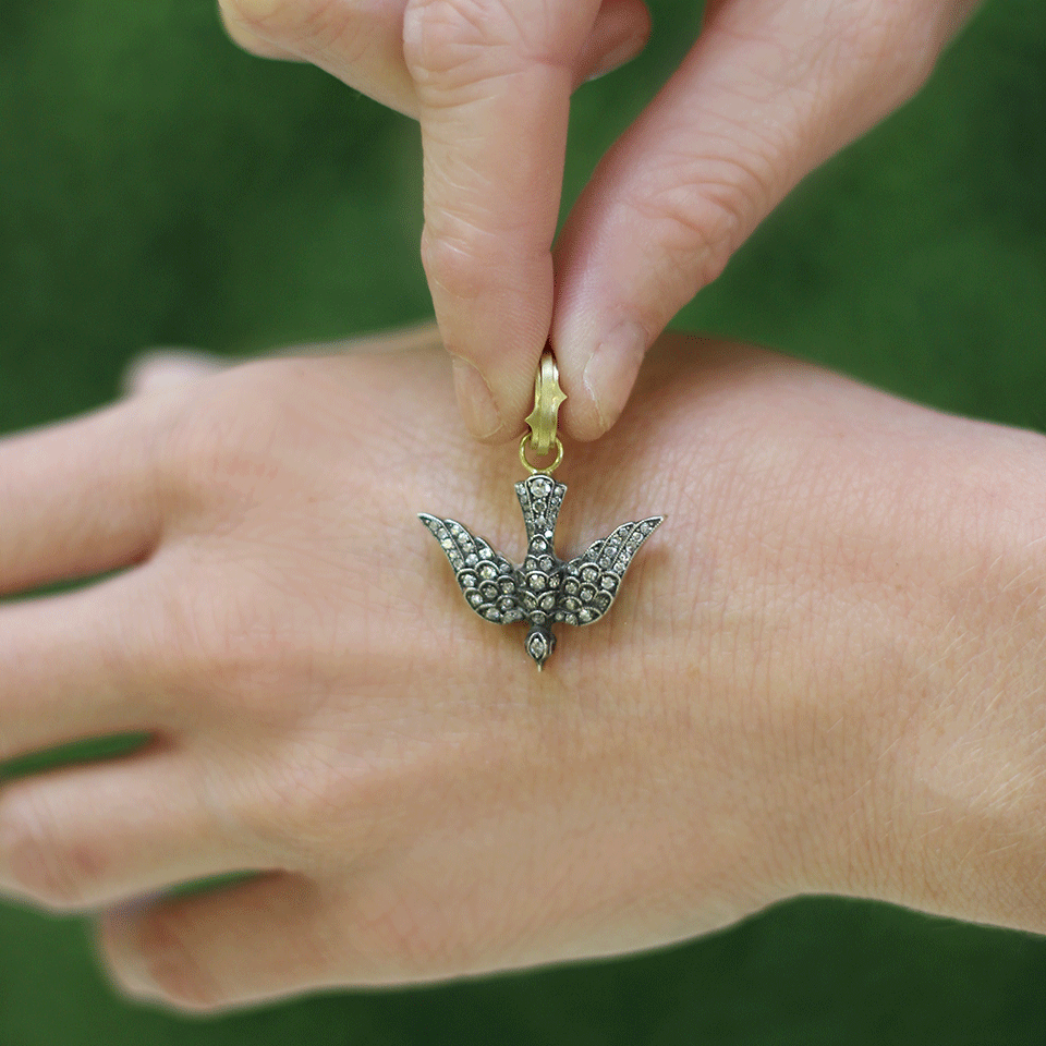 SYLVA & CIE-Diamond Swallow Pendant-YELLOW GOLD