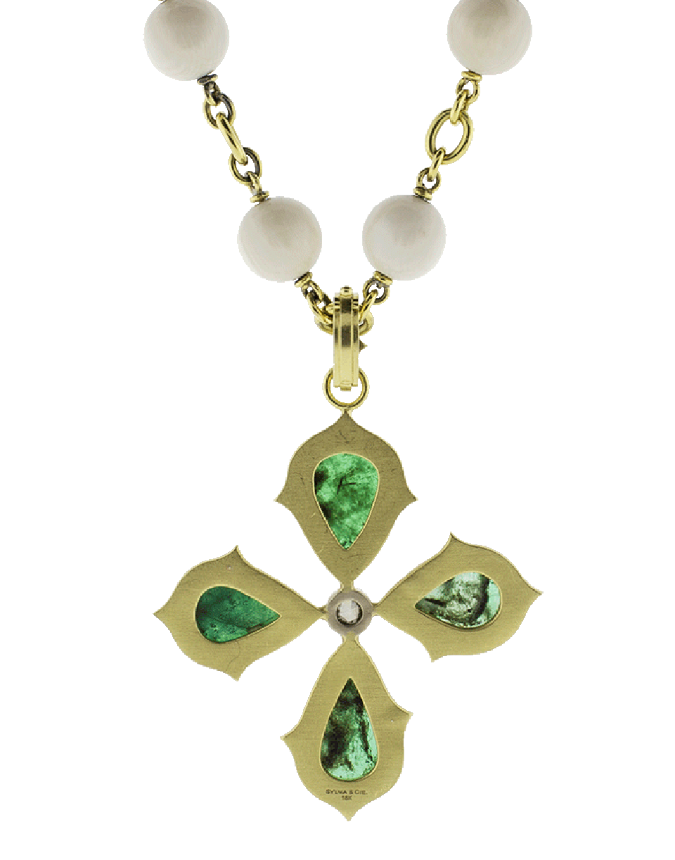 SYLVA & CIE-Emerald Cross Pendant-YELLOW GOLD