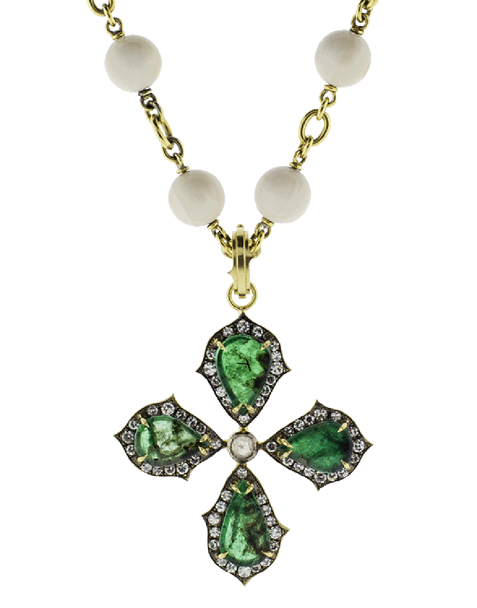 SYLVA & CIE-Emerald Cross Pendant-YELLOW GOLD