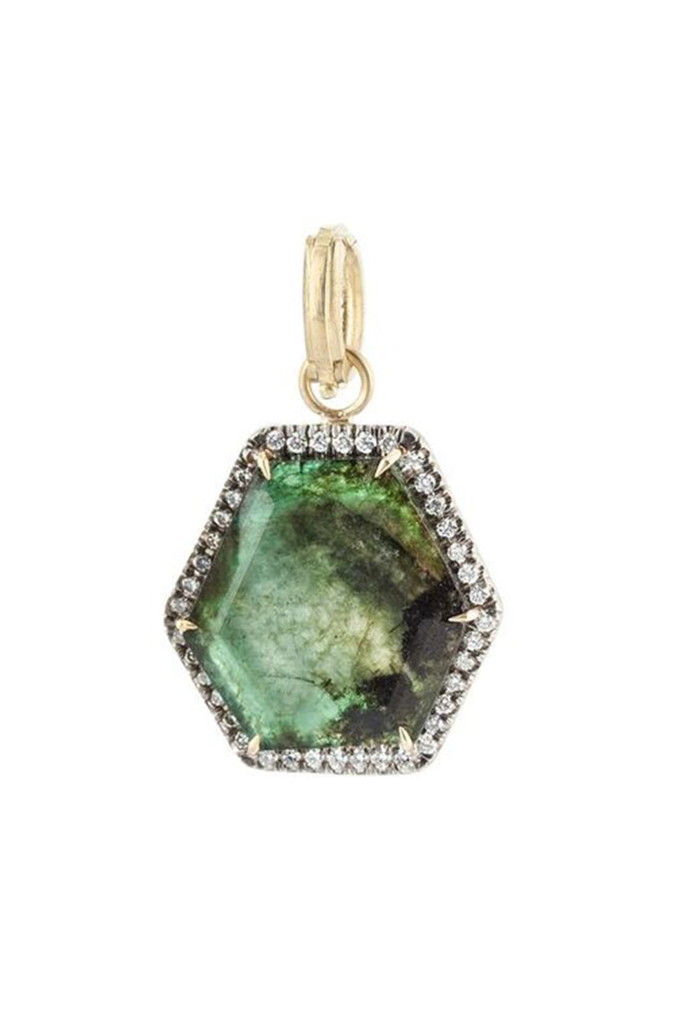 Emerald Diamond Pendant-YELLOW GOLD-JEWELRYFINE JEWELPENDANT-SYLVA & CIE