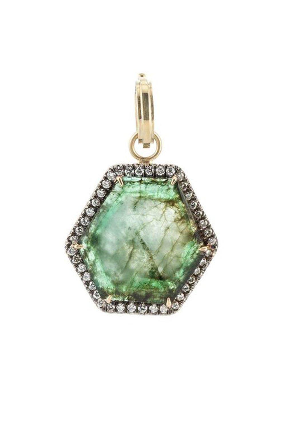 Emerald Diamond Pendant-YELLOW GOLD-JEWELRYFINE JEWELPENDANT-SYLVA & CIE