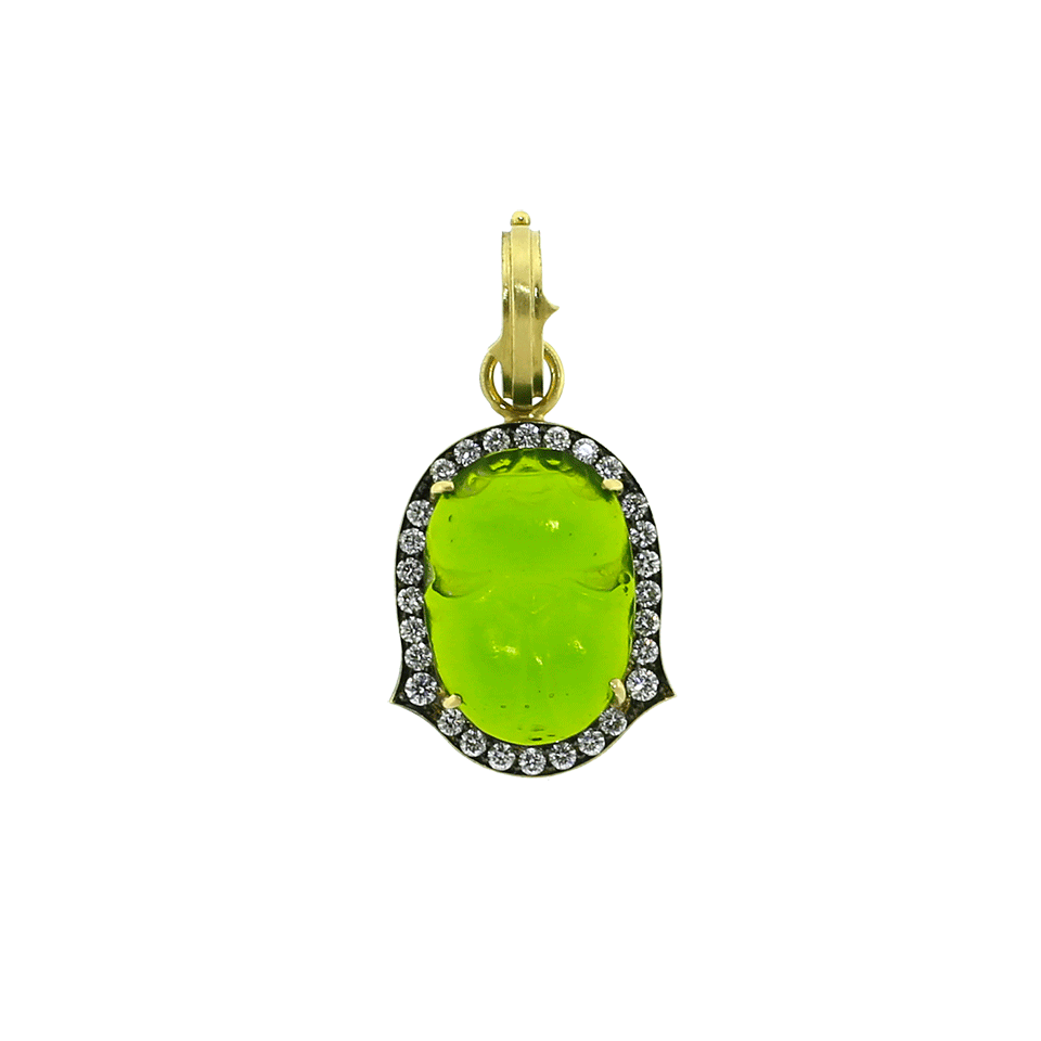 SYLVA & CIE-Green Intaglio Scarab Pendant-YELLOW GOLD
