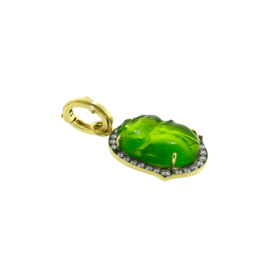 SYLVA & CIE-Green Intaglio Scarab Pendant-YELLOW GOLD