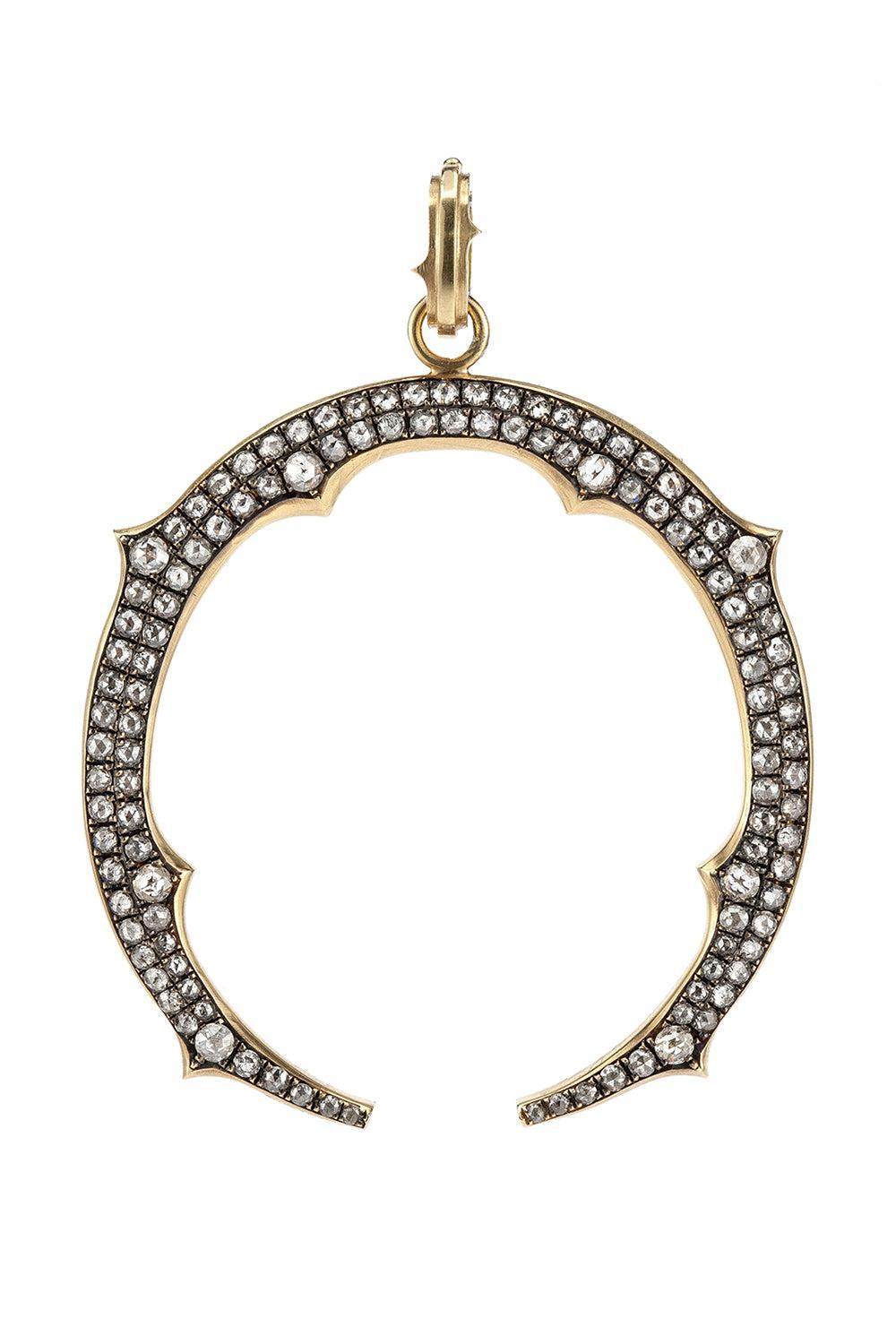 Grey Diamond Horseshoe Pendant-YELLOW GOLD-JEWELRYFINE JEWELPENDANT-SYLVA & CIE