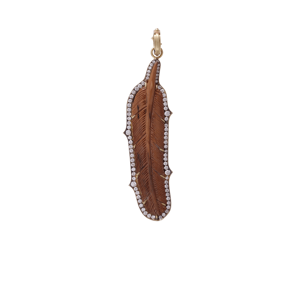 SYLVA & CIE-Hand-Carved Mammoth Feather Pendant-YELLOW GOLD