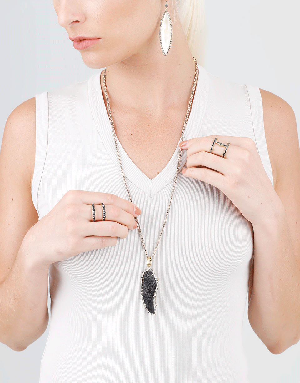 SYLVA & CIE-Hand-Carved Onyx Wing Pendant-YELLOW GOLD