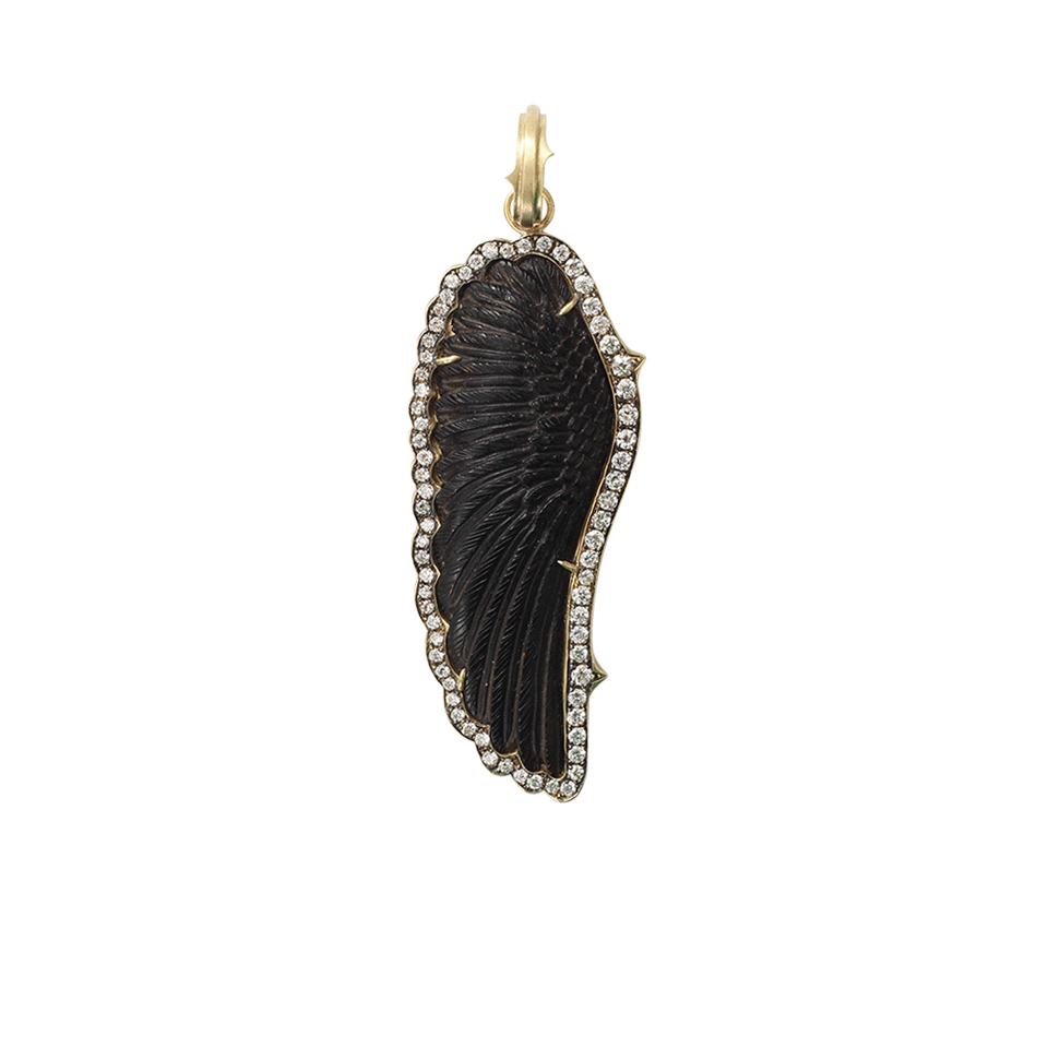 SYLVA & CIE-Hand-Carved Onyx Wing Pendant-YELLOW GOLD