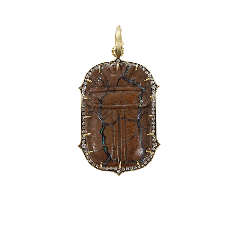 SYLVA & CIE-Hand Carved Opal Scarab Pendant-YELLOW GOLD
