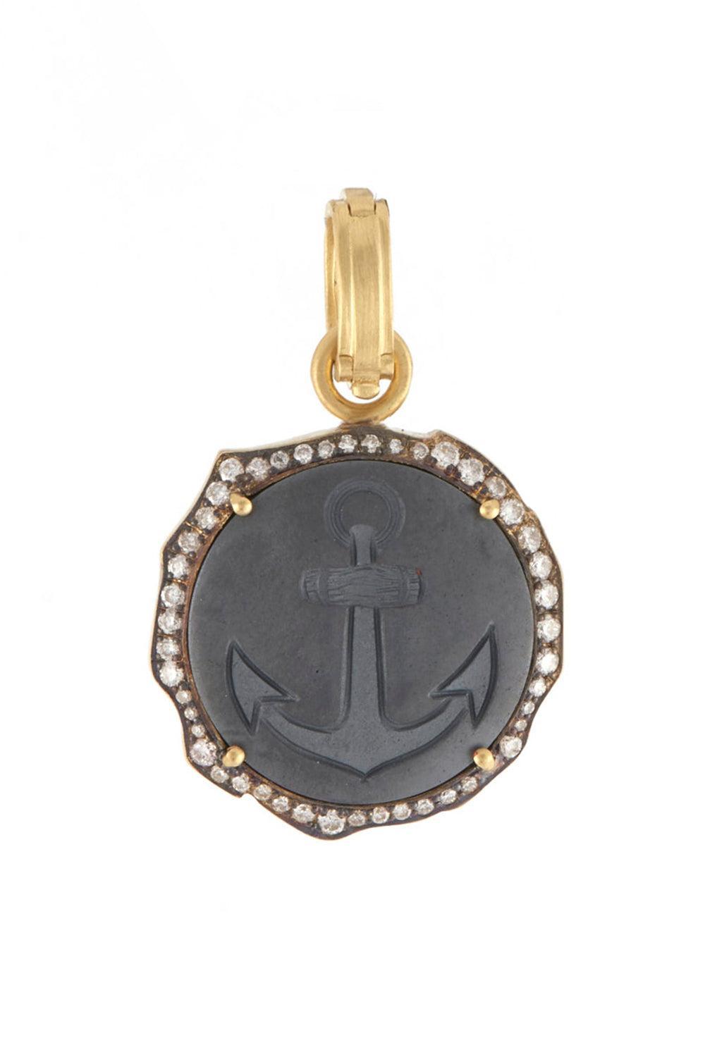 Hematite Anchor Pendant-YELLOW GOLD-JEWELRYFINE JEWELPENDANT-SYLVA & CIE