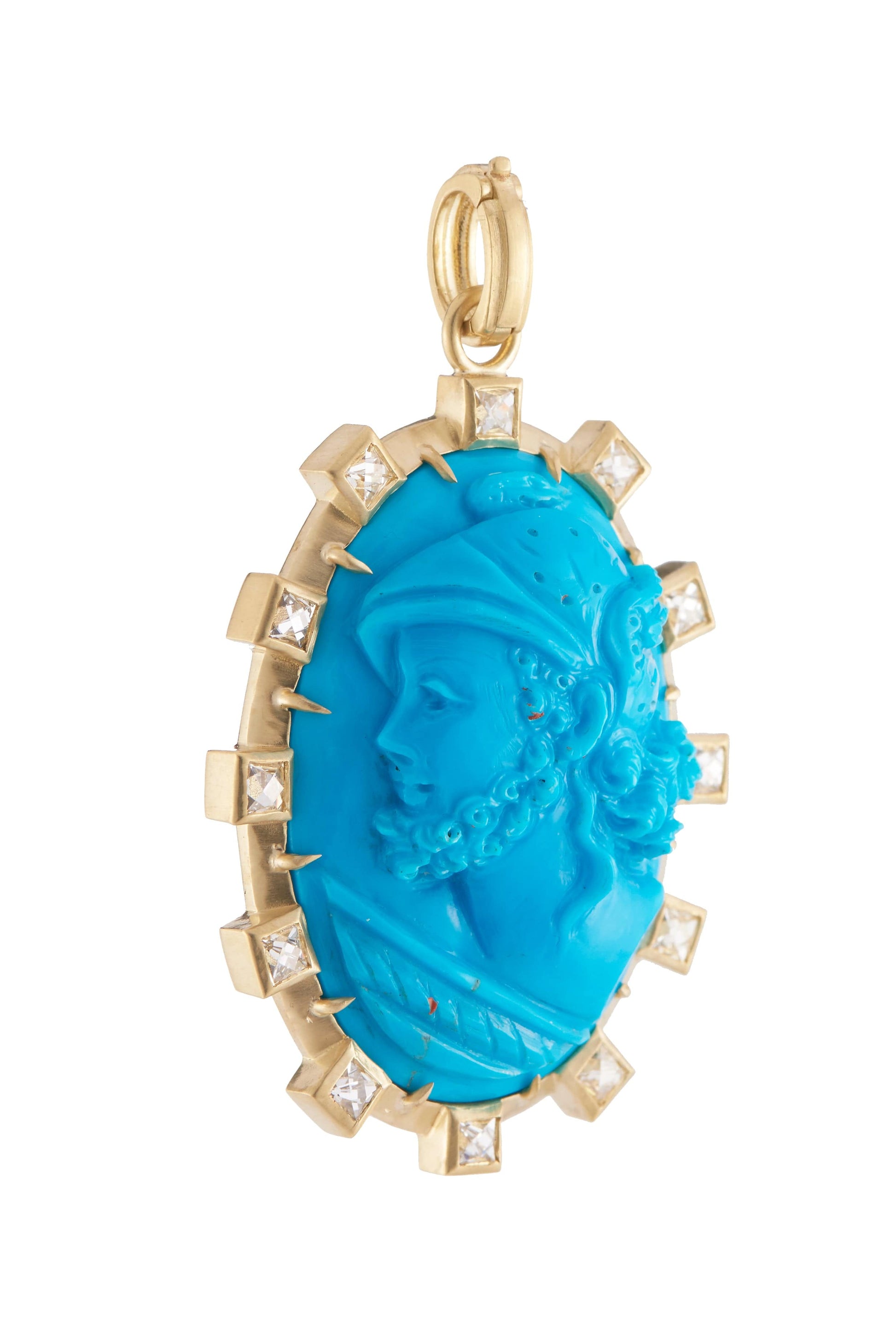 SYLVA & CIE-Hermes Turquoise Carvings Pendant-YELLOW GOLD