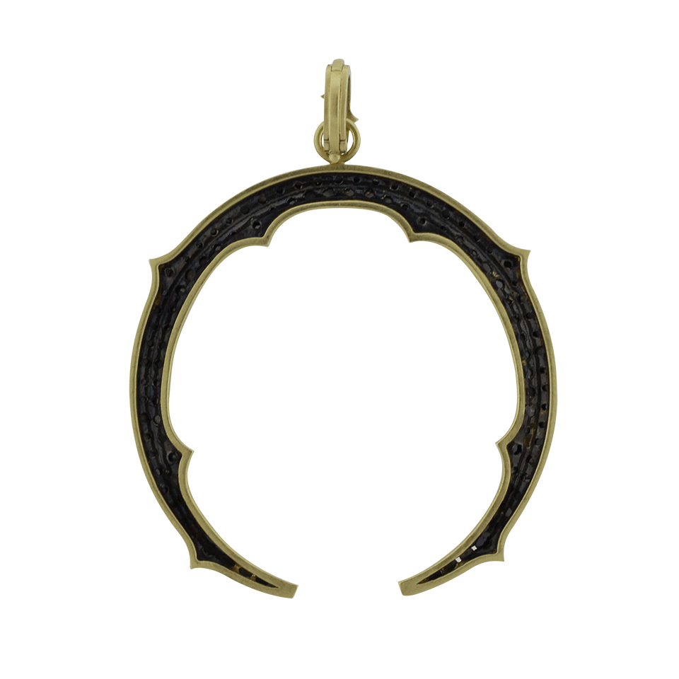 SYLVA & CIE-Large Black Diamond Horse Shoe Pendant-YELLOW GOLD