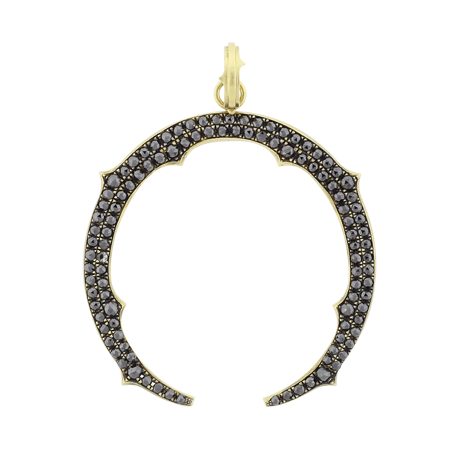 SYLVA & CIE-Large Black Diamond Horse Shoe Pendant-YELLOW GOLD