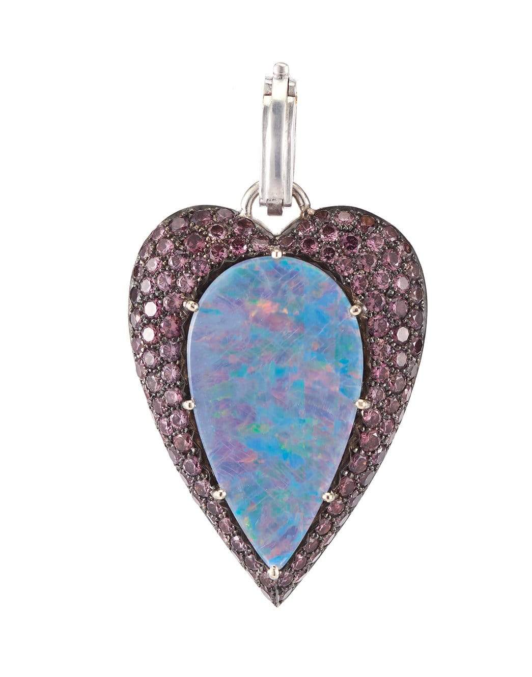 SYLVA & CIE-Lavender Sapphire and Opal Heart Pendant-YELLOW GOLD