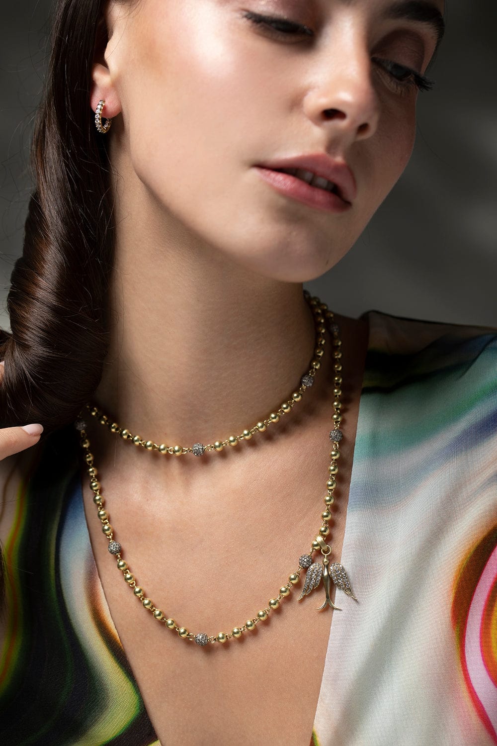 SYLVA & CIE-Medium Diamond Swallow Pendant-YELLOW GOLD