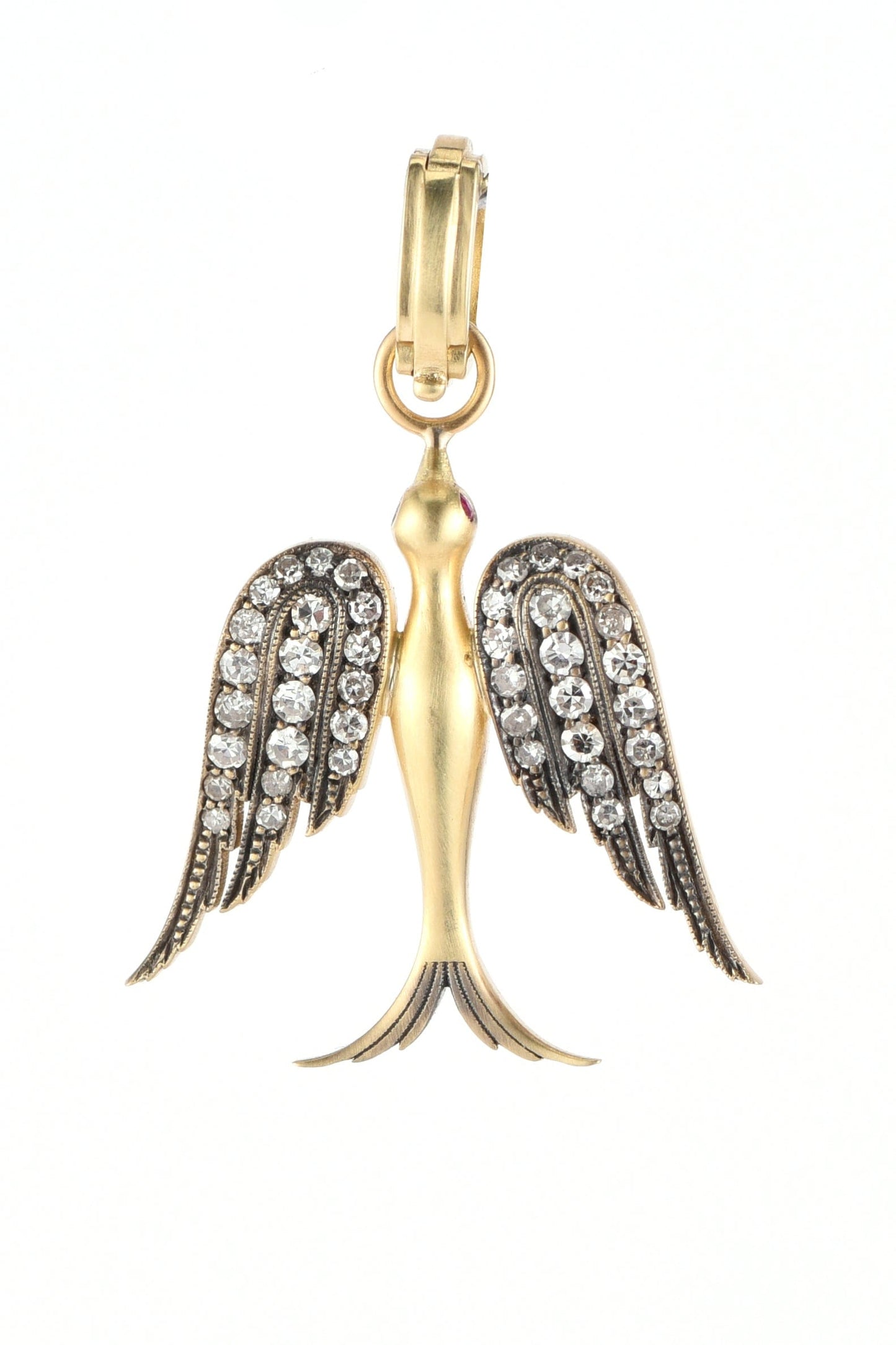 SYLVA & CIE-Medium Diamond Swallow Pendant-YELLOW GOLD