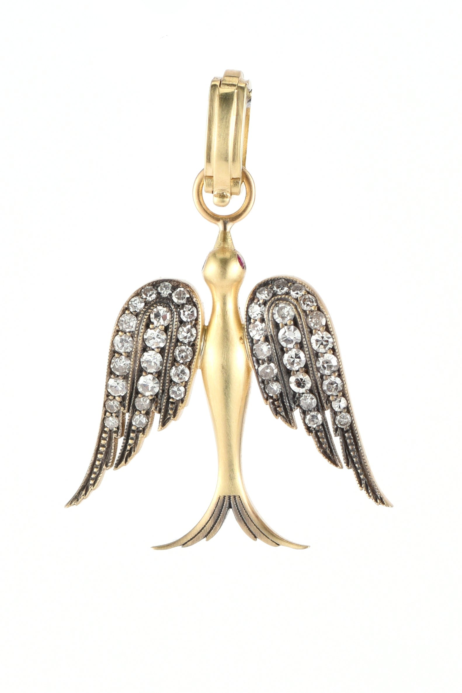 SYLVA & CIE-Medium Diamond Swallow Pendant-YELLOW GOLD