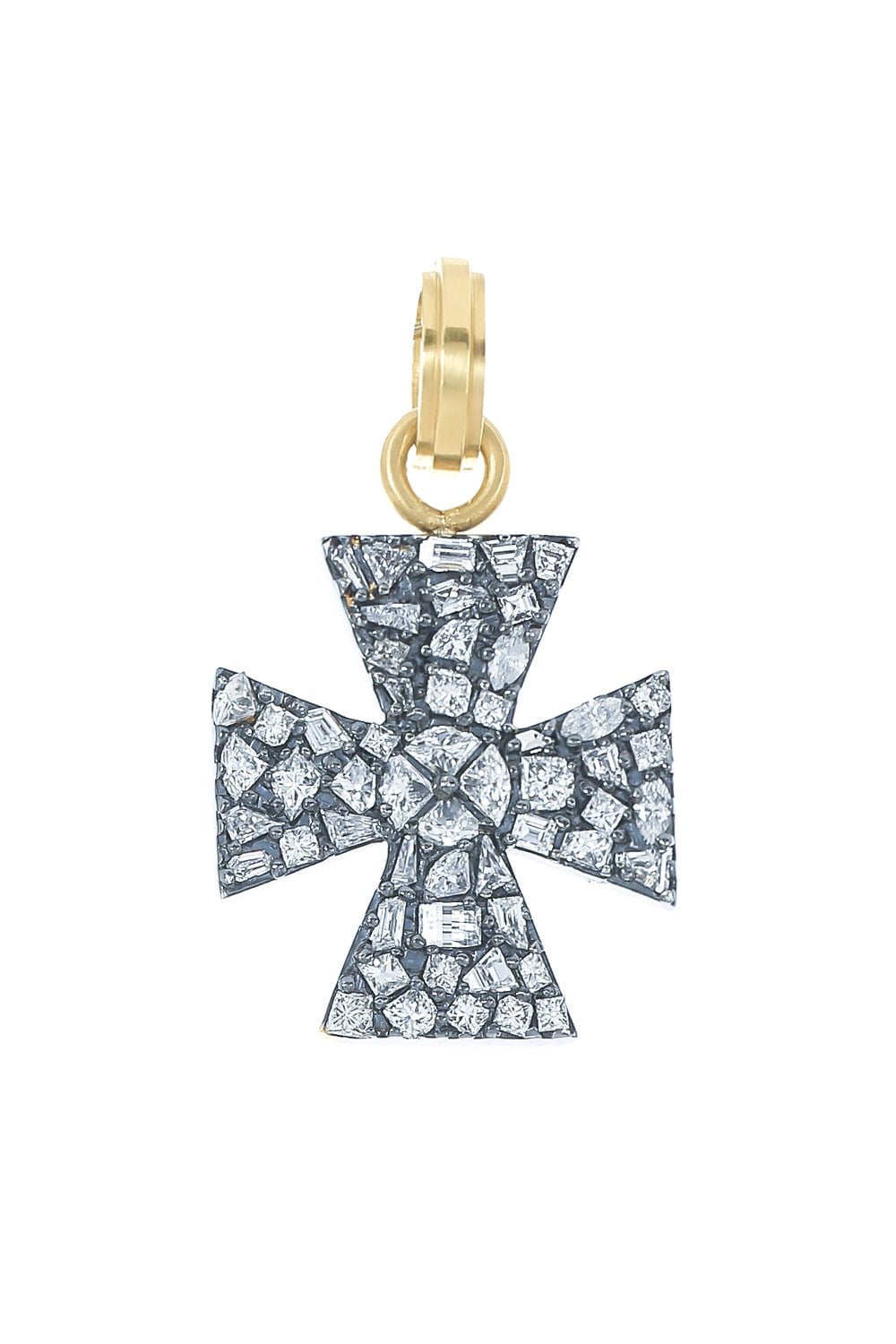 SYLVA & CIE-Mixed Shape Diamond Cross Pendant-YELLOW GOLD
