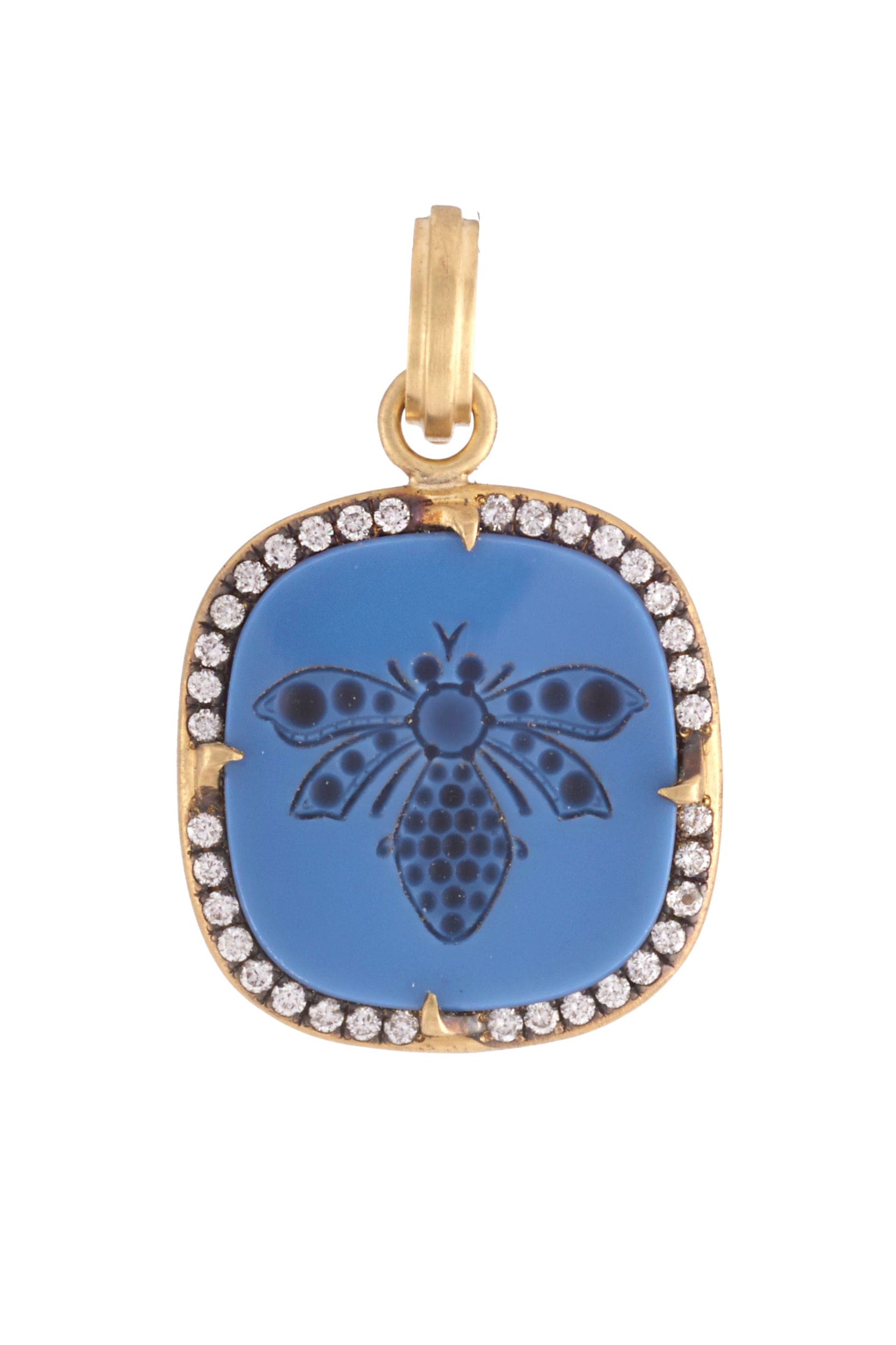 SYLVA & CIE-Onyx Carved Bee Pendant-YELLOW GOLD