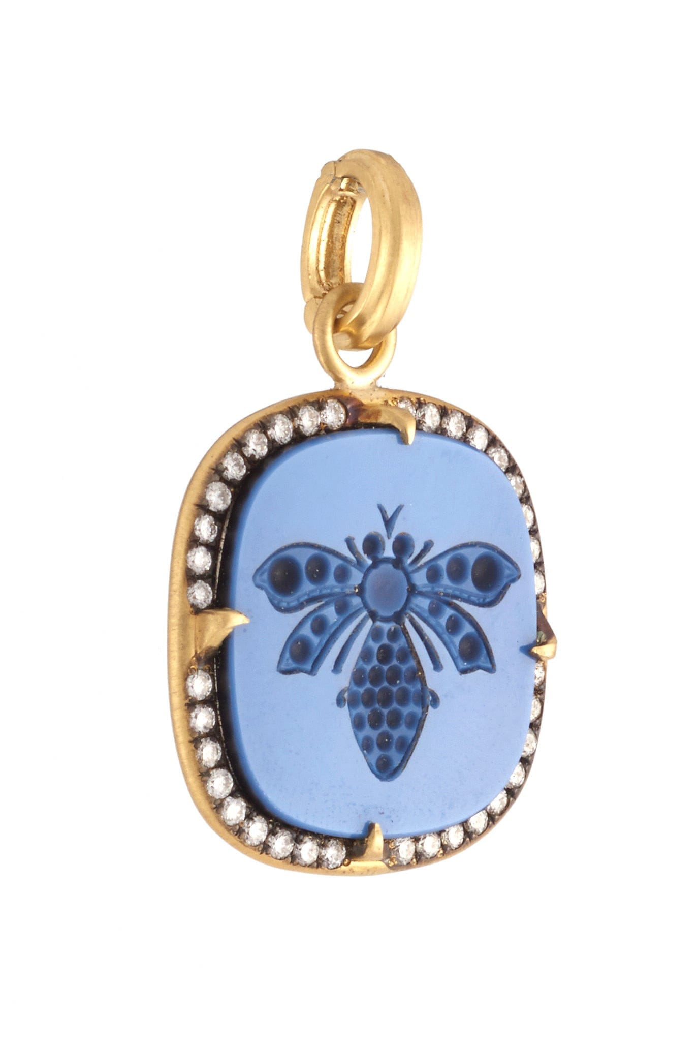 SYLVA & CIE-Onyx Carved Bee Pendant-YELLOW GOLD