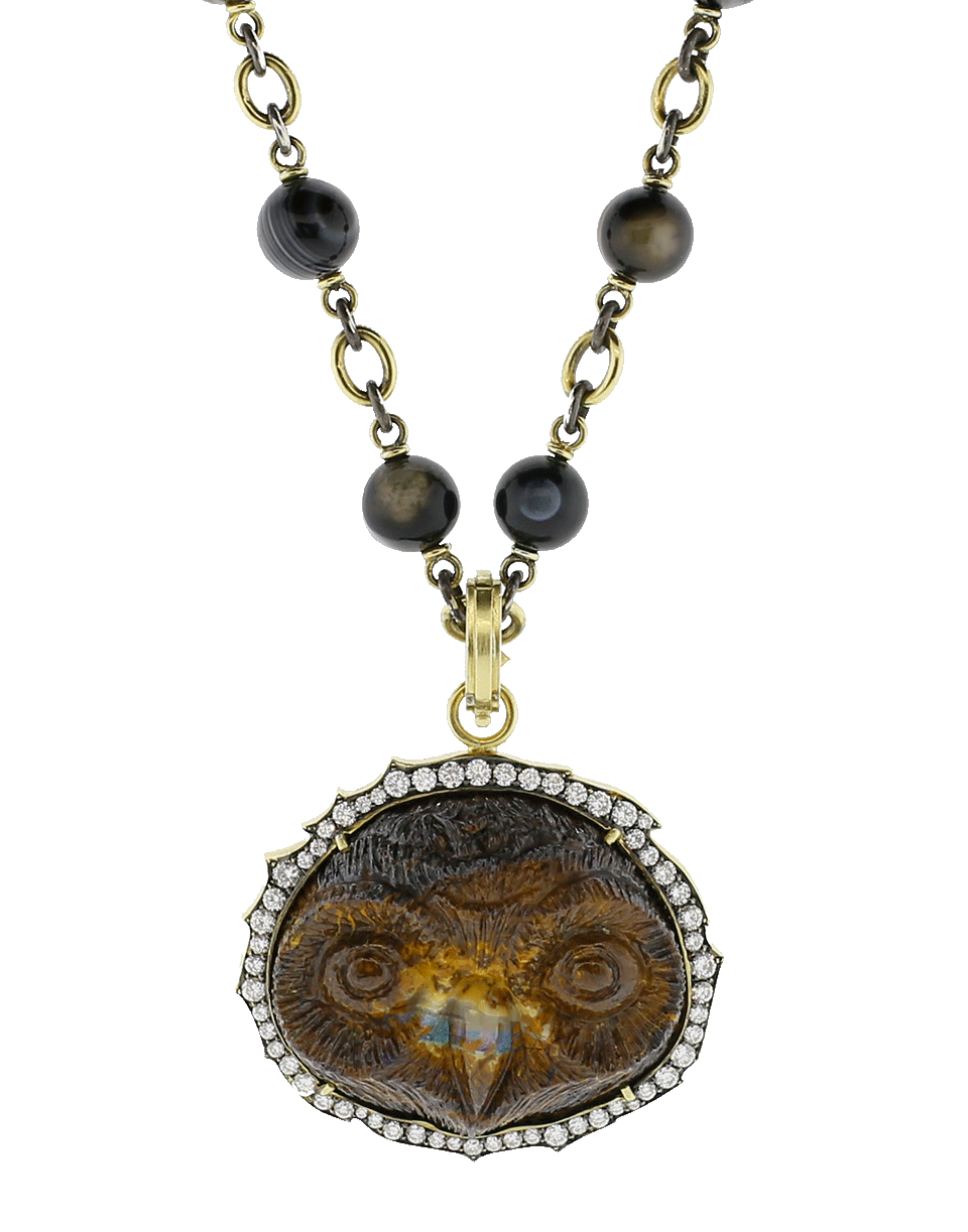 SYLVA & CIE-Opal Owl Pendant-YELLOW GOLD