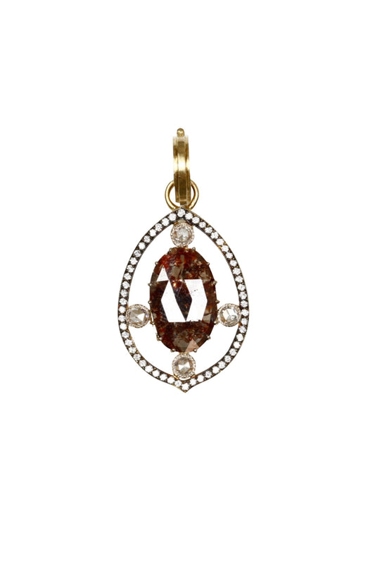 Oval Rough Diamond Pendant-YELLOW GOLD-JEWELRYFINE JEWELPENDANT-SYLVA & CIE