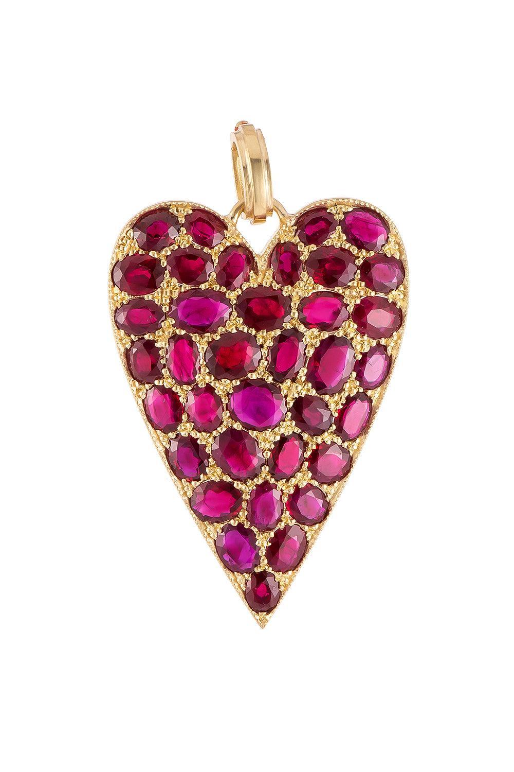 Ruby Large Heart Pendant-YELLOW GOLD-JEWELRYFINE JEWELPENDANT-SYLVA & CIE