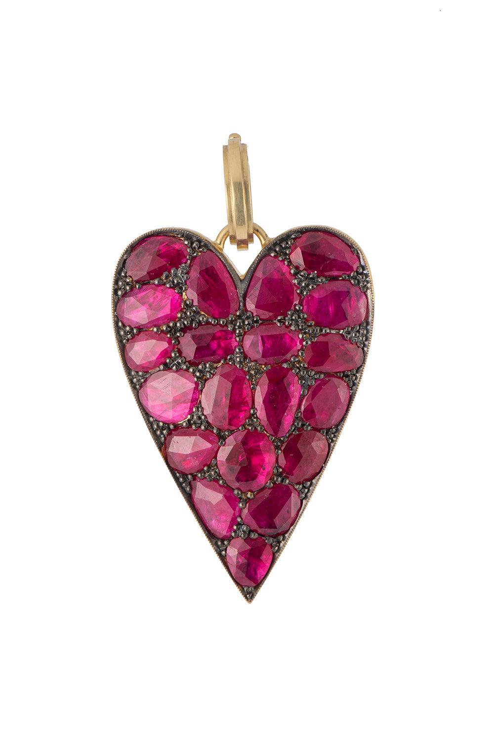 Ruby Ten Table Heart Pendant-YELLOW GOLD-JEWELRYFINE JEWELPENDANT-SYLVA & CIE
