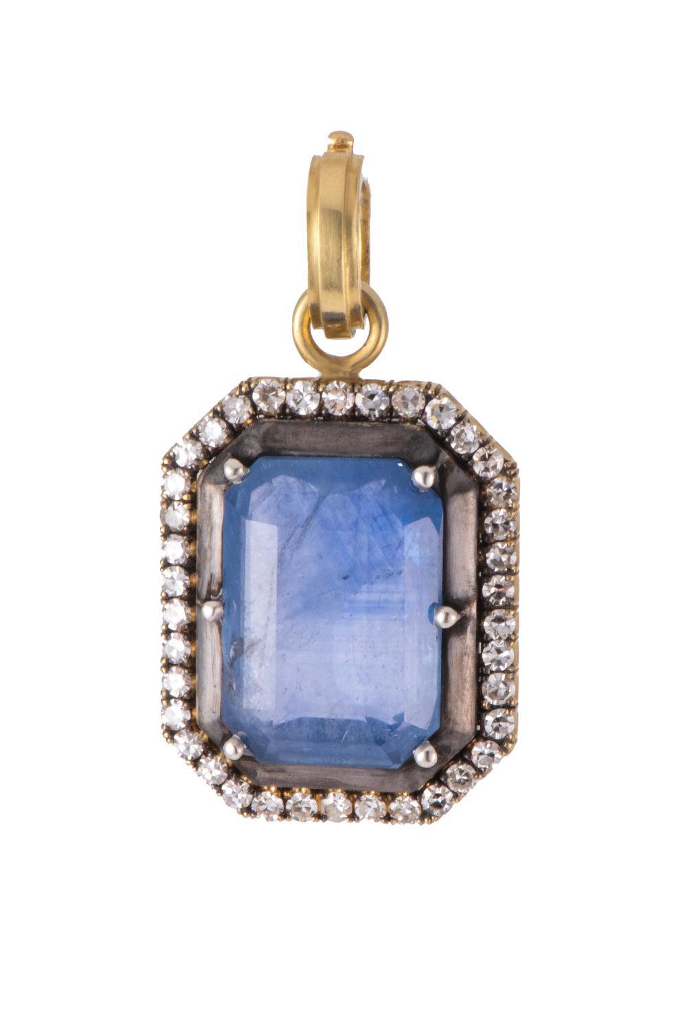 Sapphire Diamond Pendant-YELLOW GOLD-JEWELRYFINE JEWELPENDANT-SYLVA & CIE