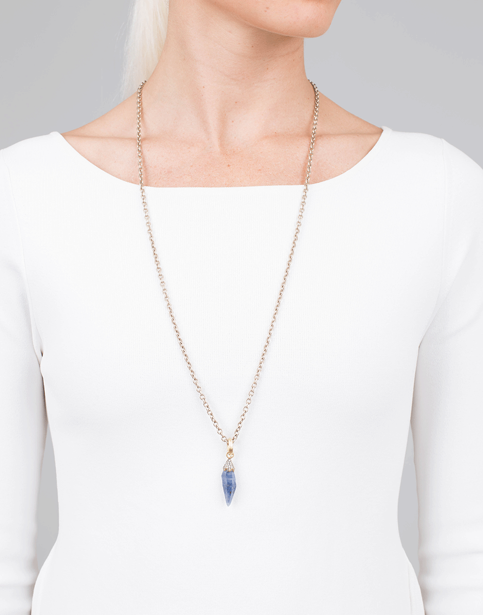 SYLVA & CIE-Small Sapphire Pendant-YELLOW GOLD