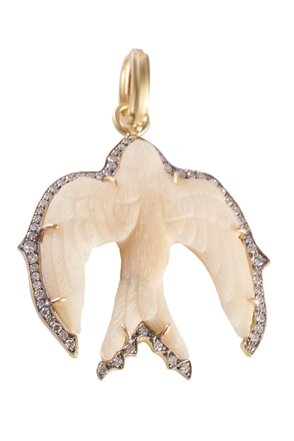 SYLVA & CIE-Tagua Nut Swallow Pendant-YELLOW GOLD
