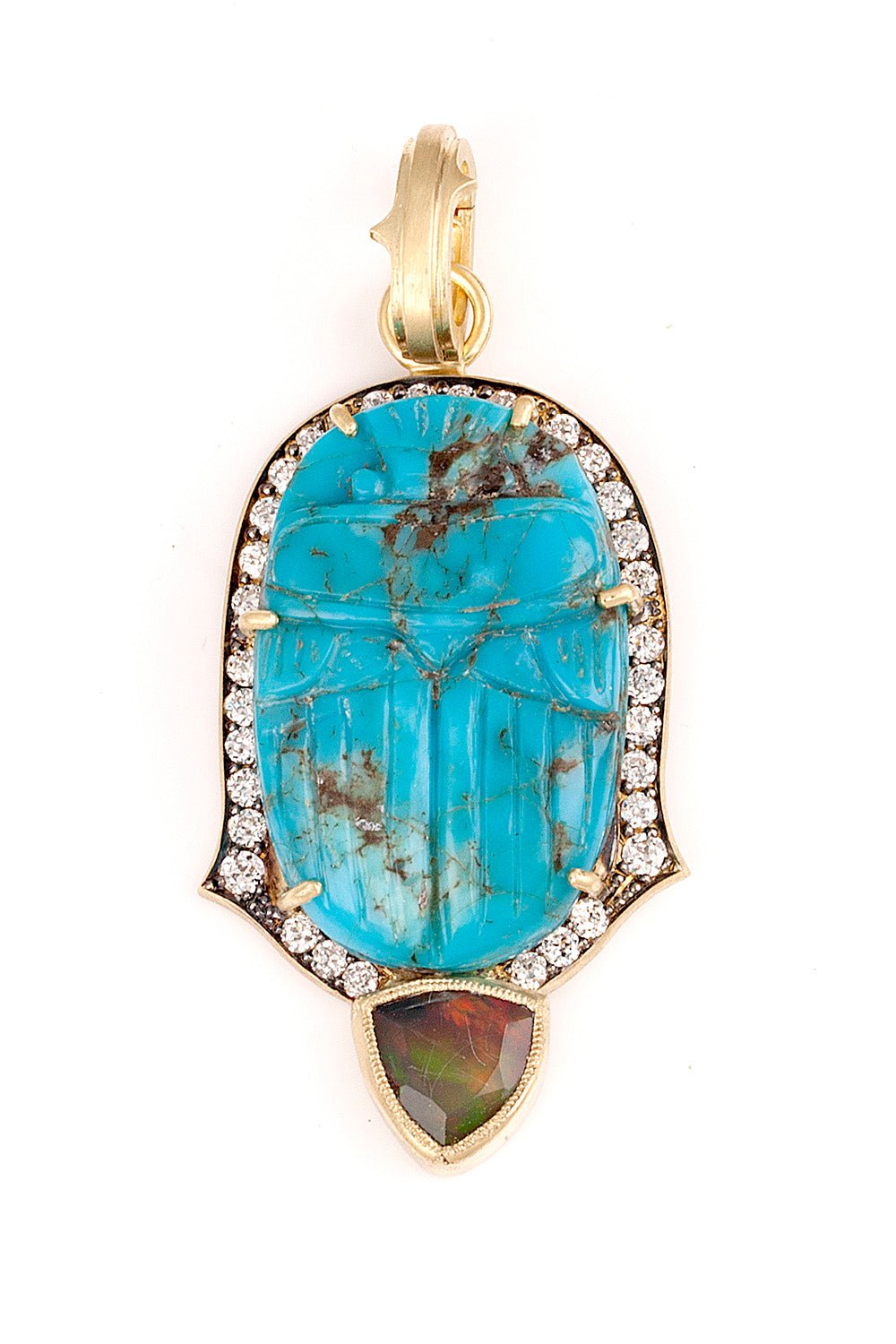 SYLVA & CIE-Turquoise Scarab Pendant-YELLOW GOLD