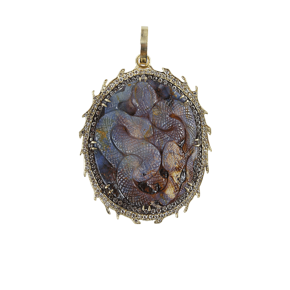 SYLVA & CIE-Hand Carved Opal Snake Pendant-YLW GOLD