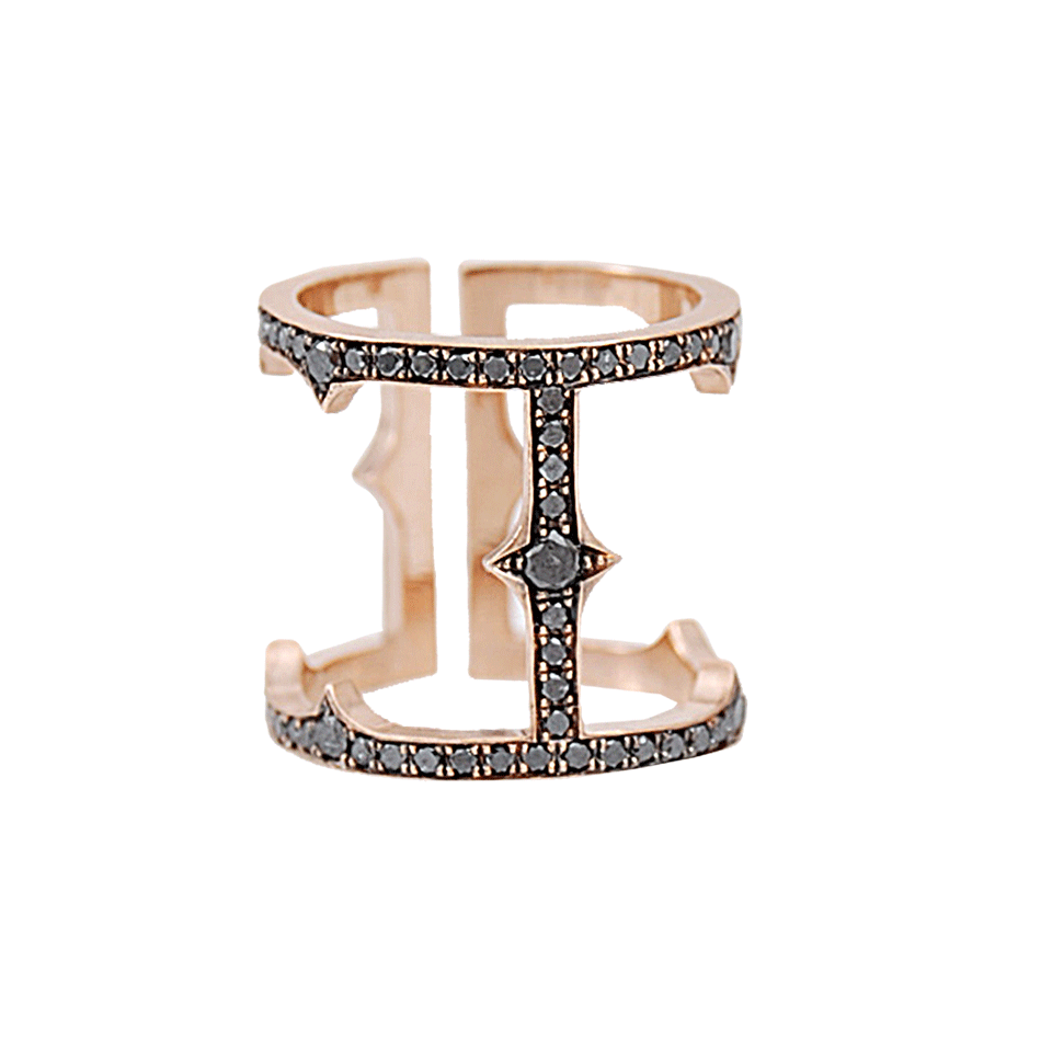 SYLVA & CIE-Black Diamond Cage Ring-ROSE GOLD