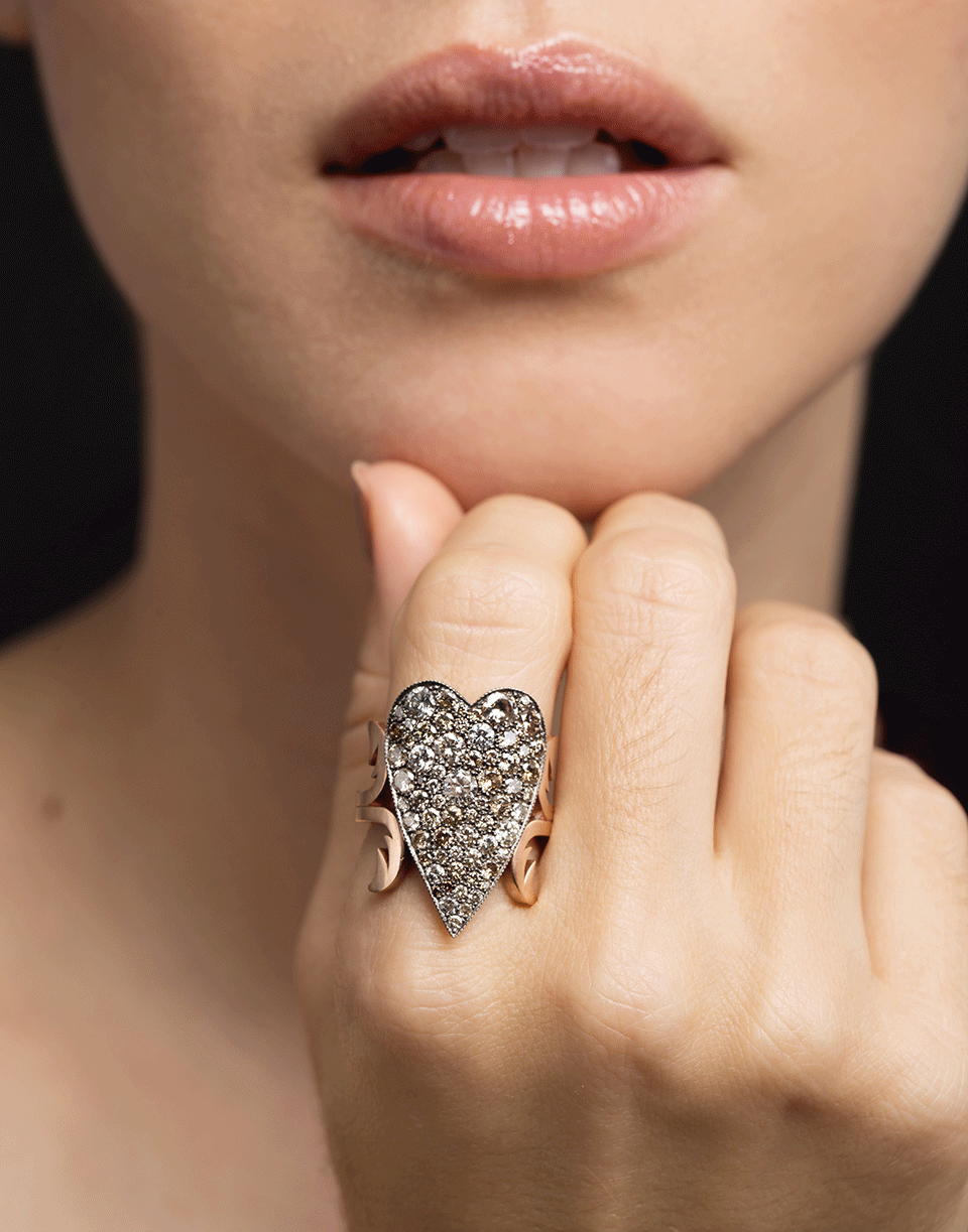 SYLVA & CIE-Champagne Diamond Heart Ring-ROSE GOLD