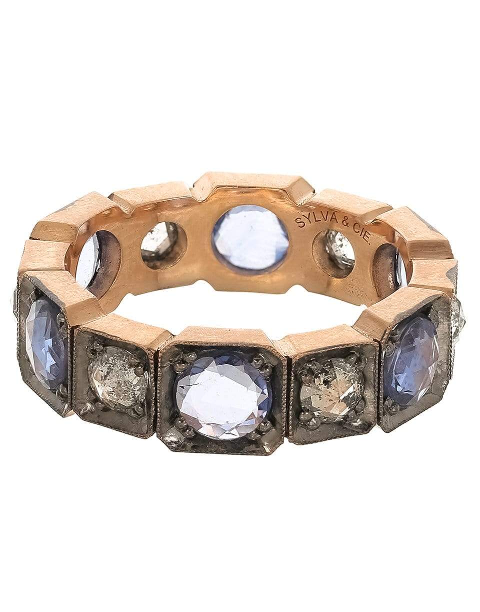 SYLVA & CIE-Rose Cut Diamond and Sapphire Band Ring-ROSE GOLD