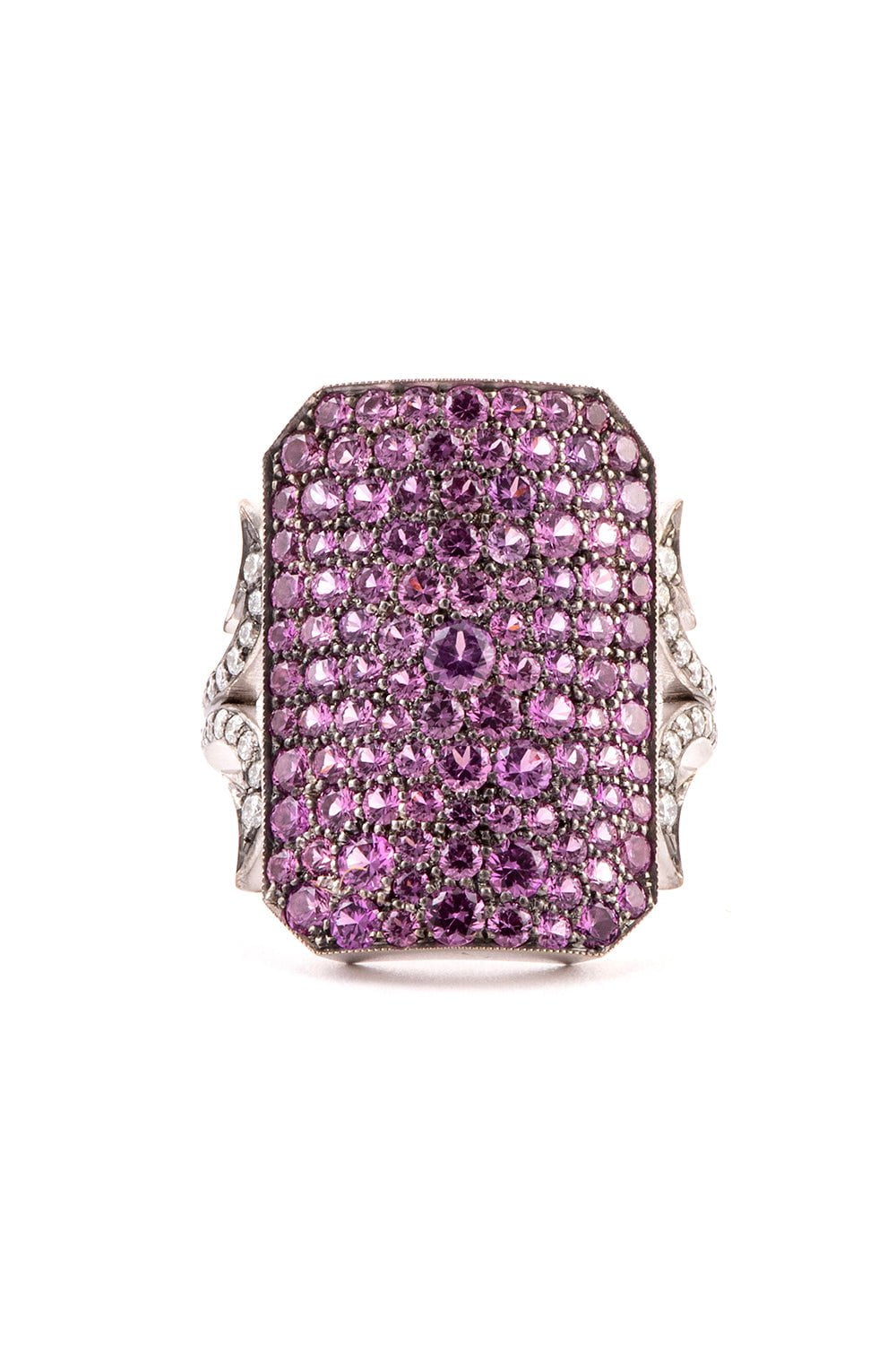 SYLVA & CIE-Short Pink Sapphire Ten Table Ring-WHITE GOLD