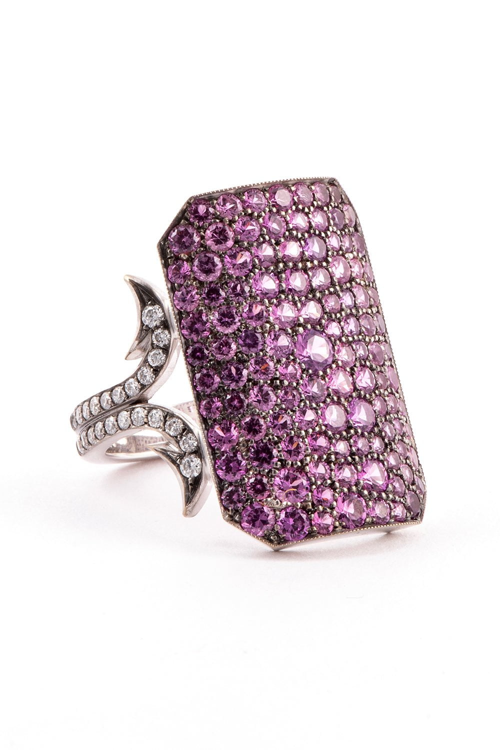 SYLVA & CIE-Short Pink Sapphire Ten Table Ring-WHITE GOLD