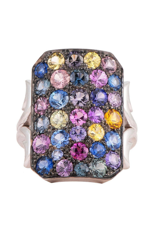 Multi Color Ten Table Ring-WHITE GOLD-7.5-JEWELRYFINE JEWELRING-SYLVA & CIE
