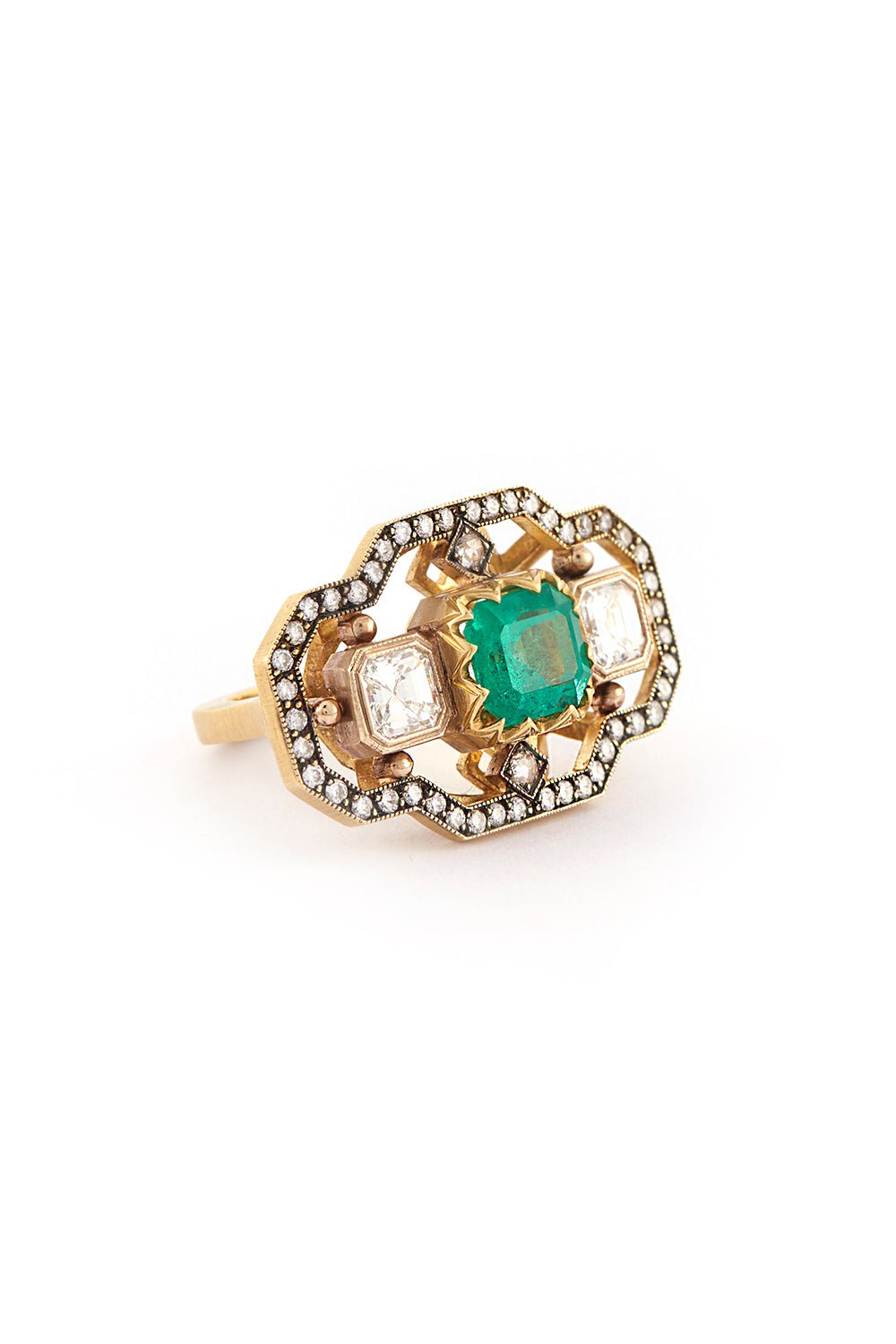 SYLVA & CIE-Colombian Emerald Diamond Ring-YELLOW GOLD