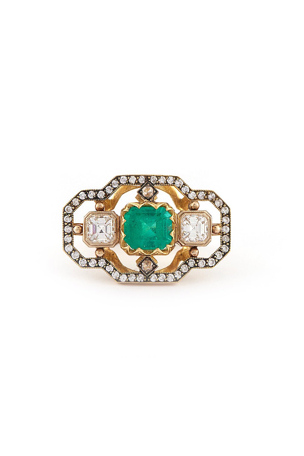 SYLVA & CIE-Colombian Emerald Diamond Ring-YELLOW GOLD