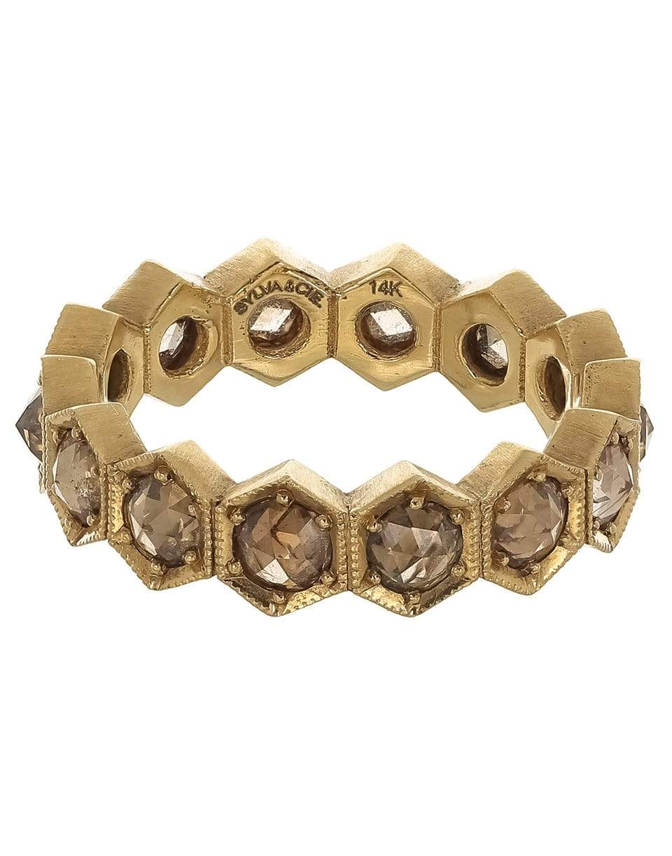 SYLVA & CIE-Rose Cut Champagne Diamond Stack Ring-YELLOW GOLD